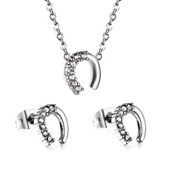 "Glücksbringer-Schmuckset: Hufeisenkette und Ohrringe"