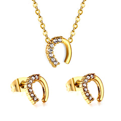 "Glücksbringer-Schmuckset: Hufeisenkette und Ohrringe"