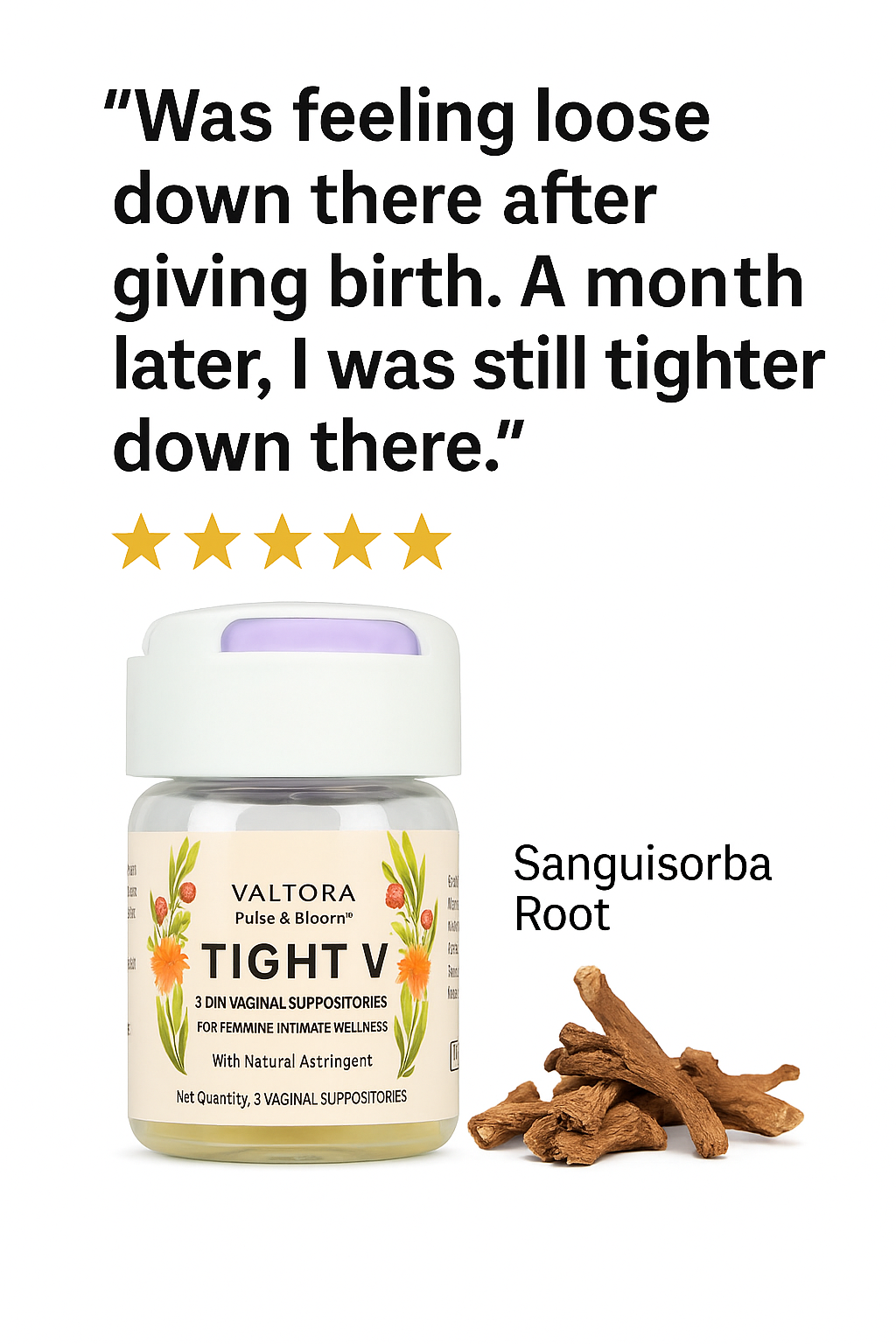 Pulse & Bloom - Tight V Plant-Based Vaginal Wellness Suppositories | 3-Day Refresh | Feminine Care