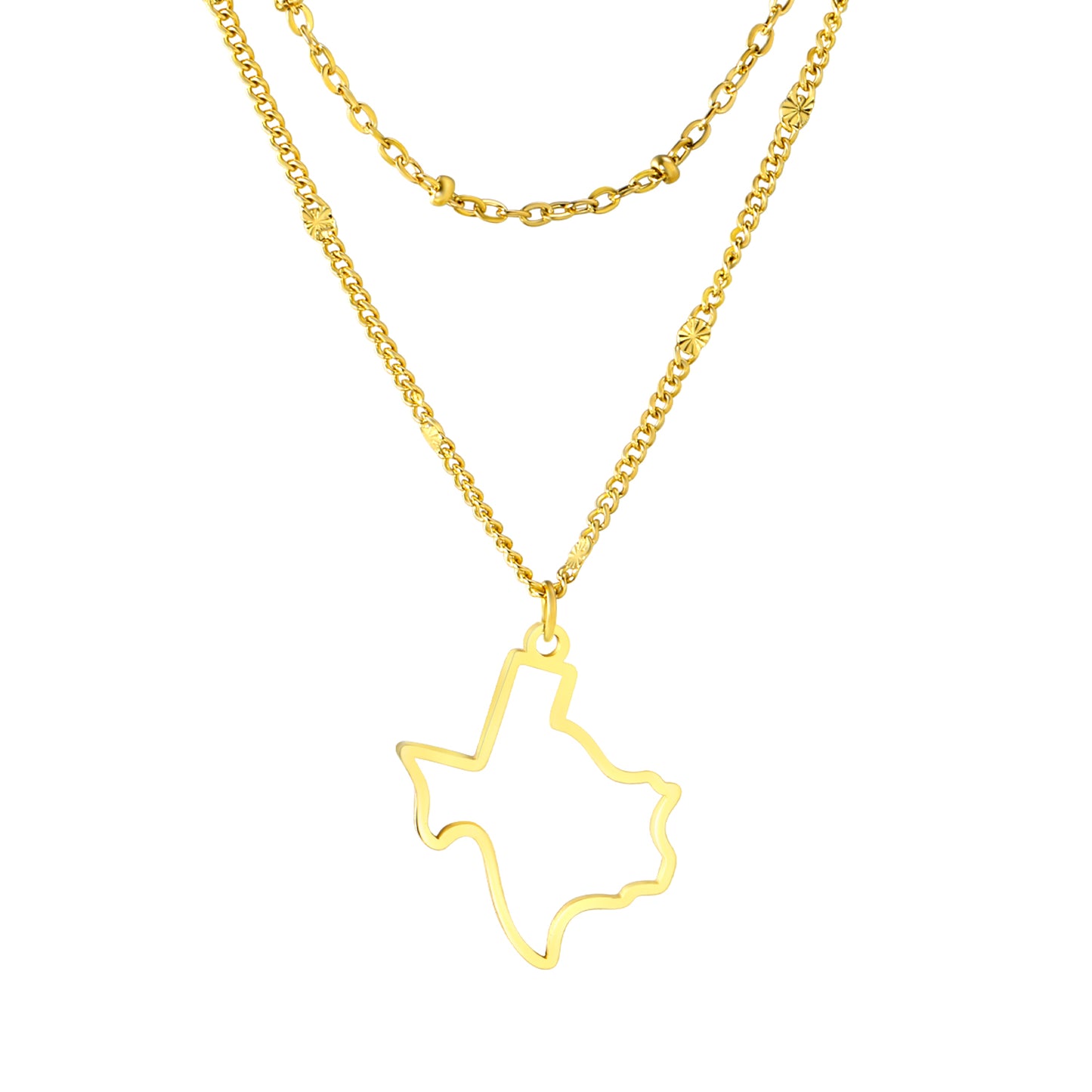 « Le charme de l'étoile solitaire : collier à pendentif double Texas »