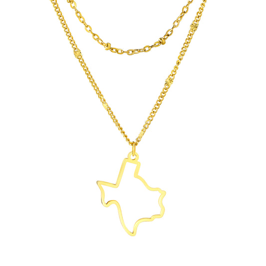 « Le charme de l'étoile solitaire : collier à pendentif double Texas »