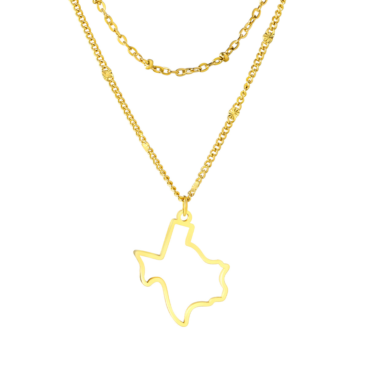 „Der Lone Star Charm: Halskette mit doppeltem Texas-Anhänger“