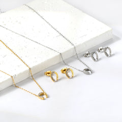 "Glücksbringer-Schmuckset: Hufeisenkette und Ohrringe"