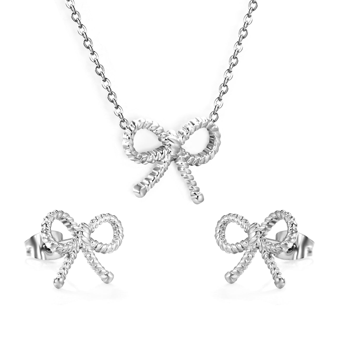 « Collier et boucles d'oreilles élégants avec nœud »