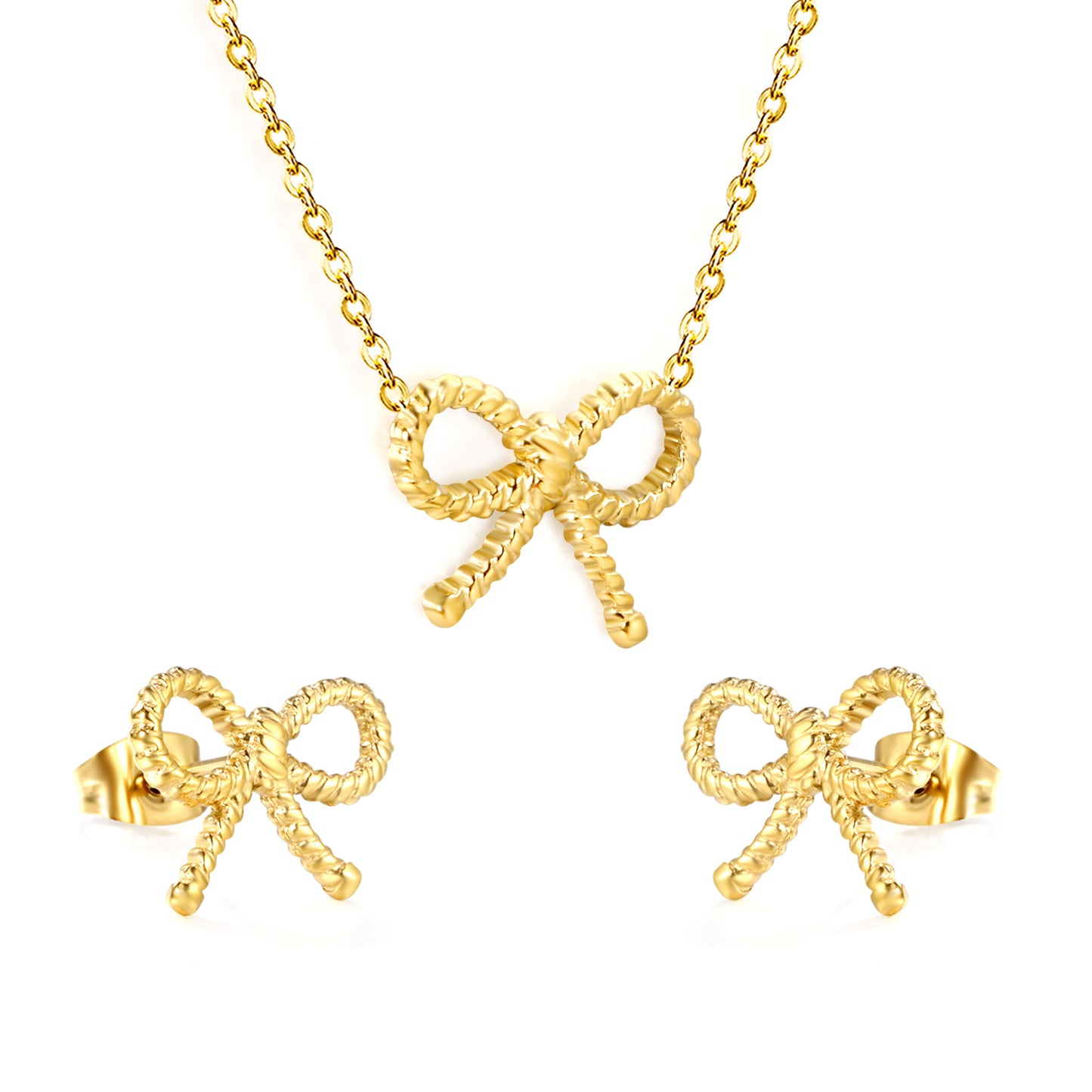 « Collier et boucles d'oreilles élégants avec nœud »