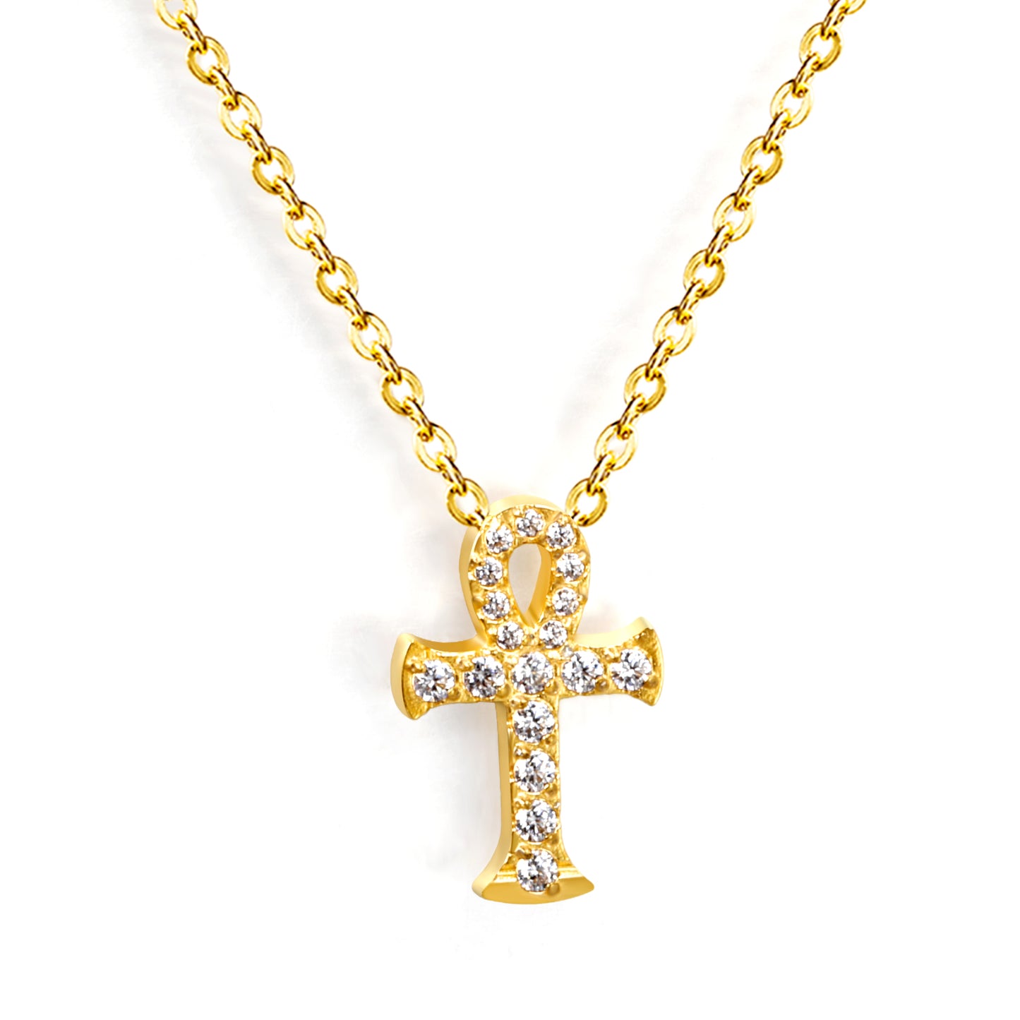 Golden Ankh Necklace: Sparkle of Eternal Style