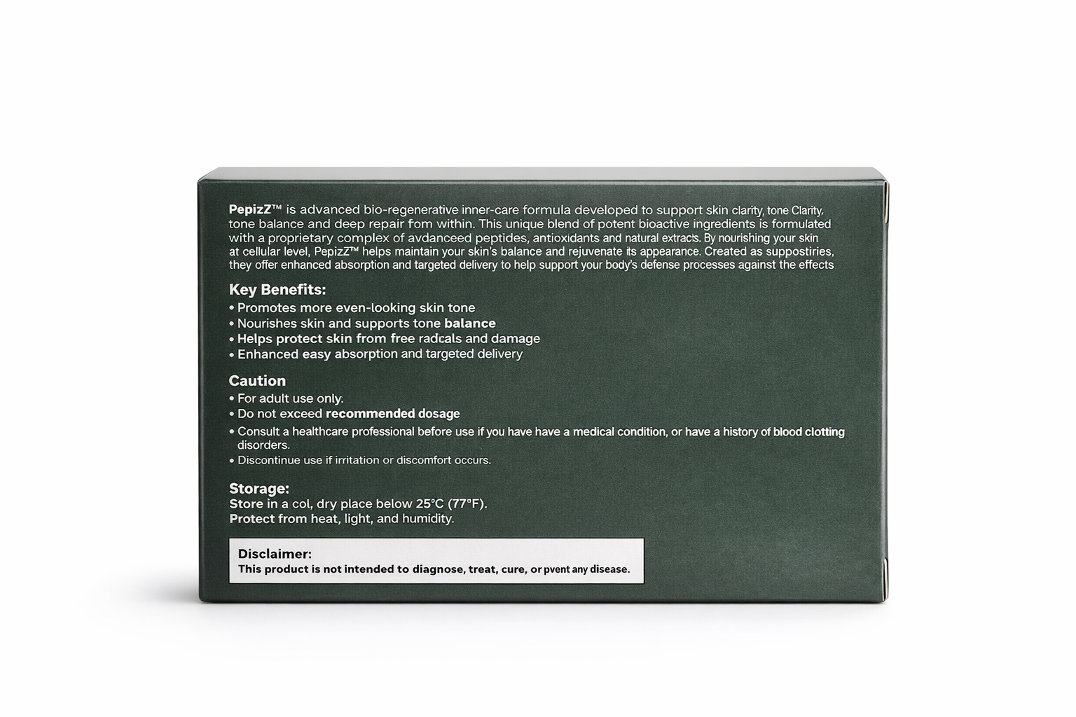 PepizZ™ Gluta Suppositories –  15 days Reset, Inner Radiance Support, Beauty From Within Formula, 15 count