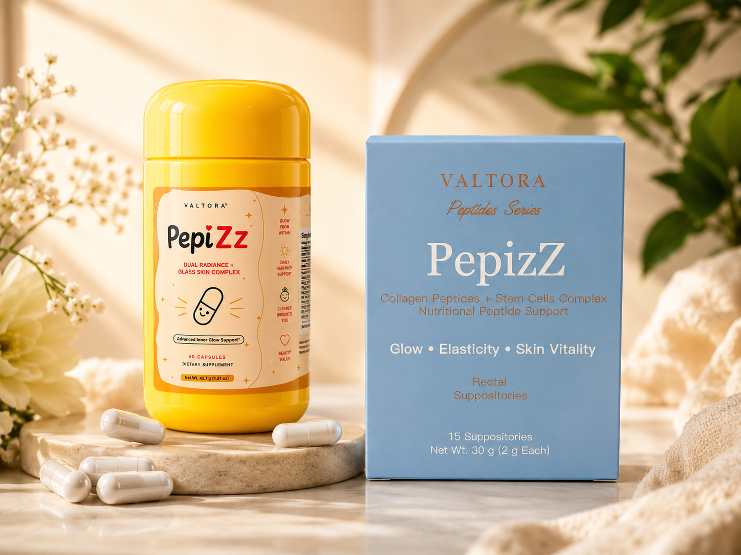 Pepizz Collagen Suppositories - Glow, Elasticity, Skin Vitality