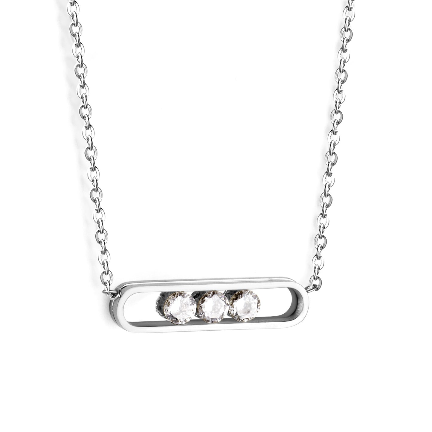 Collier élégant en argent avec trois pierres précieuses au design minimaliste