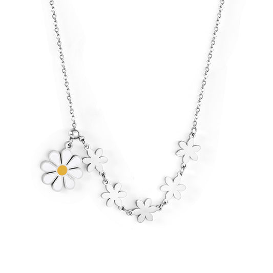 « Doux rêves de marguerite : collier pendentif fleur blanche »