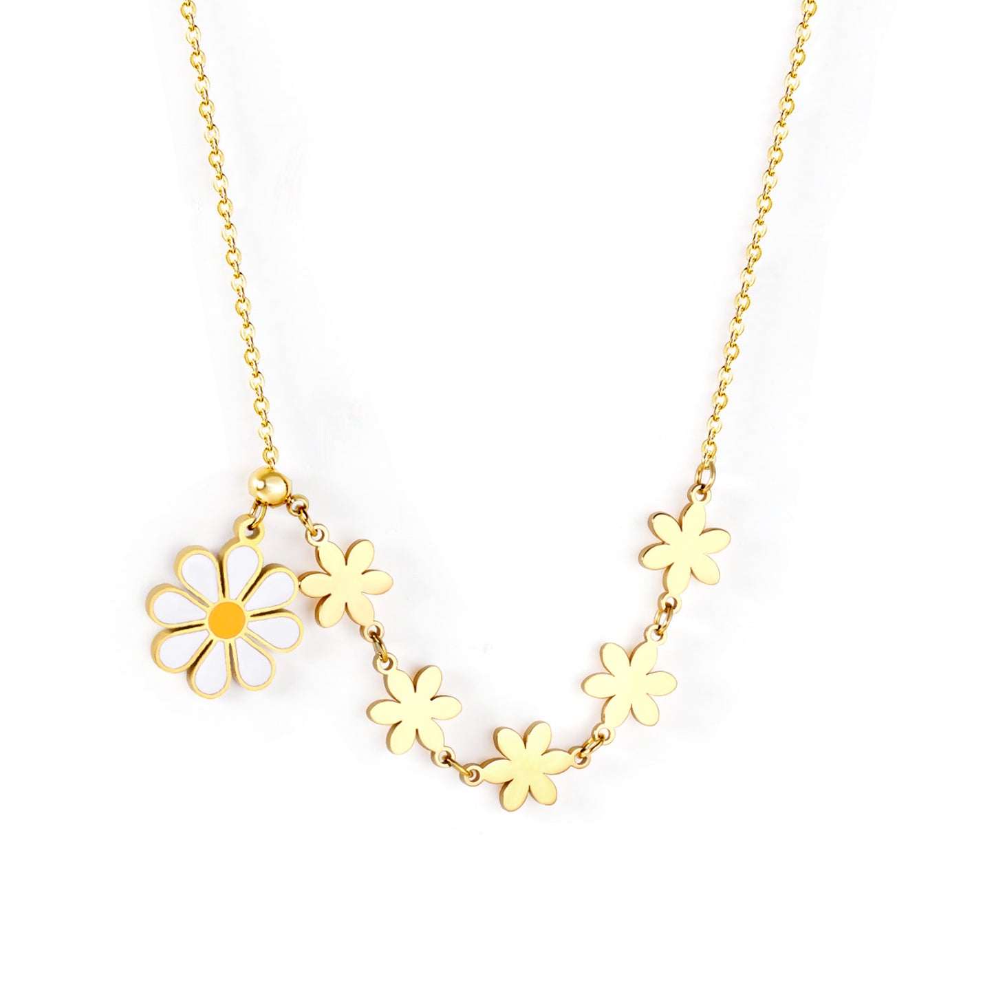 "Sweet Daisy Dreams: Halskette mit weißem Blumenanhänger"