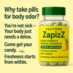 Valtora- ZapizZ- Chlorophyll, Bentonite Clay Internal Deodorizer